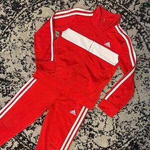 Adidas Red and White Athletic Tracksuit